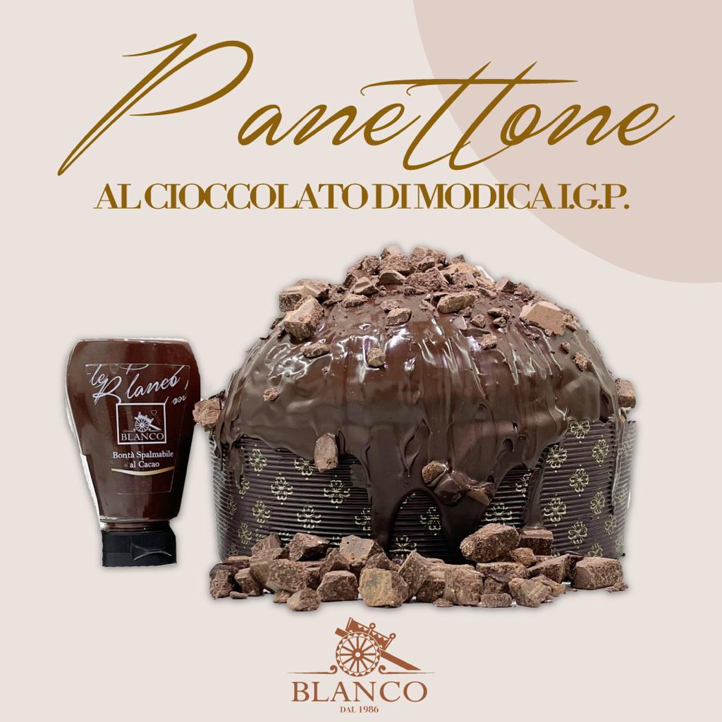 Blanco Natale Panettone al Cioccolato di Modica IGP 1 kg inkl. Crema di Cioccolato 190g
