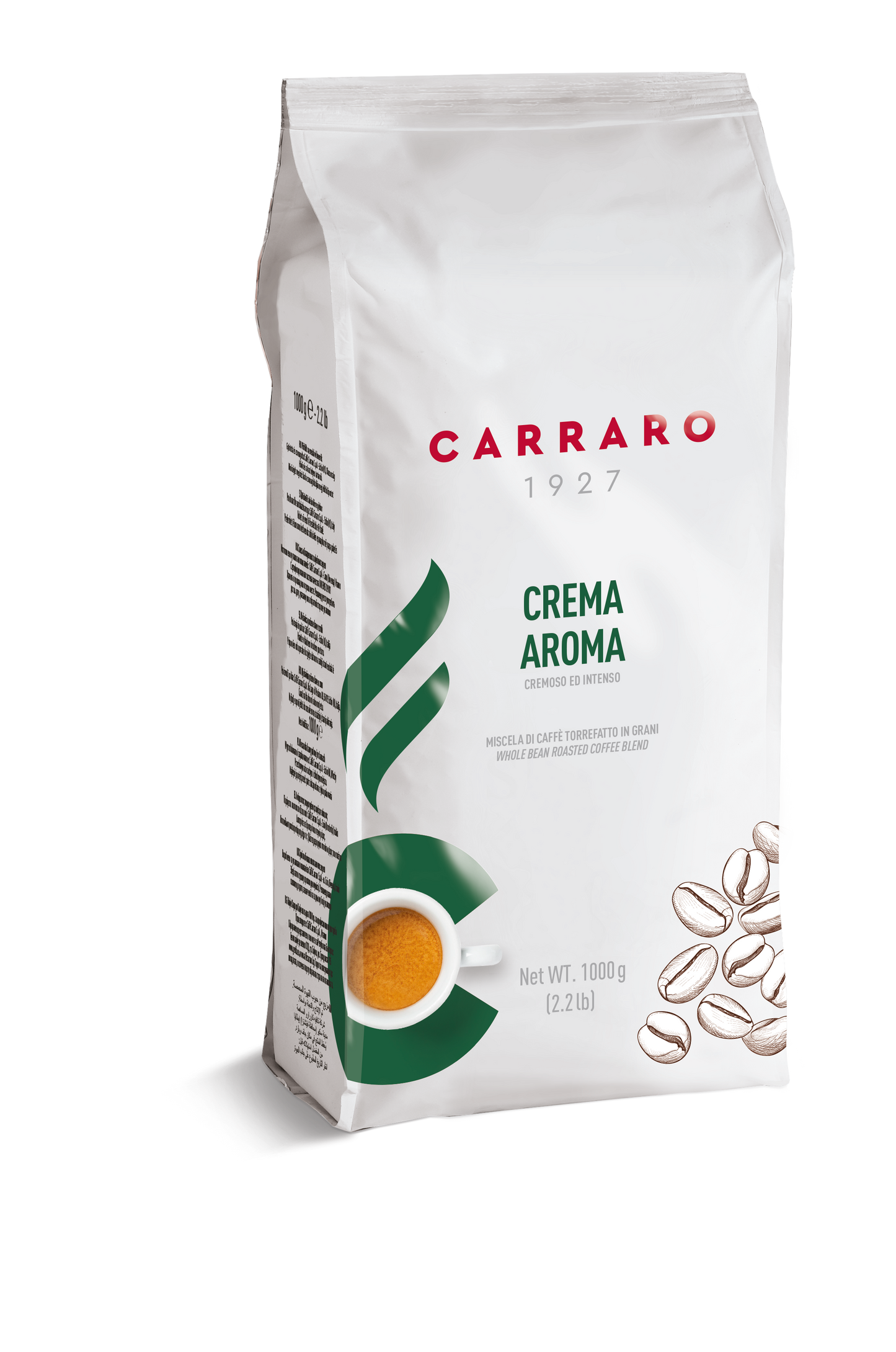 Carraro Crema Aroma – Kaffeebohnen 1000 g | Robust & Aromatisch |