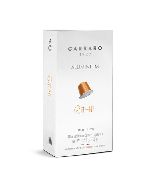 Carraro Ristretto – 10 Aluminium-Kapseln | Nespresso-kompatibel | Stark & Intensiv