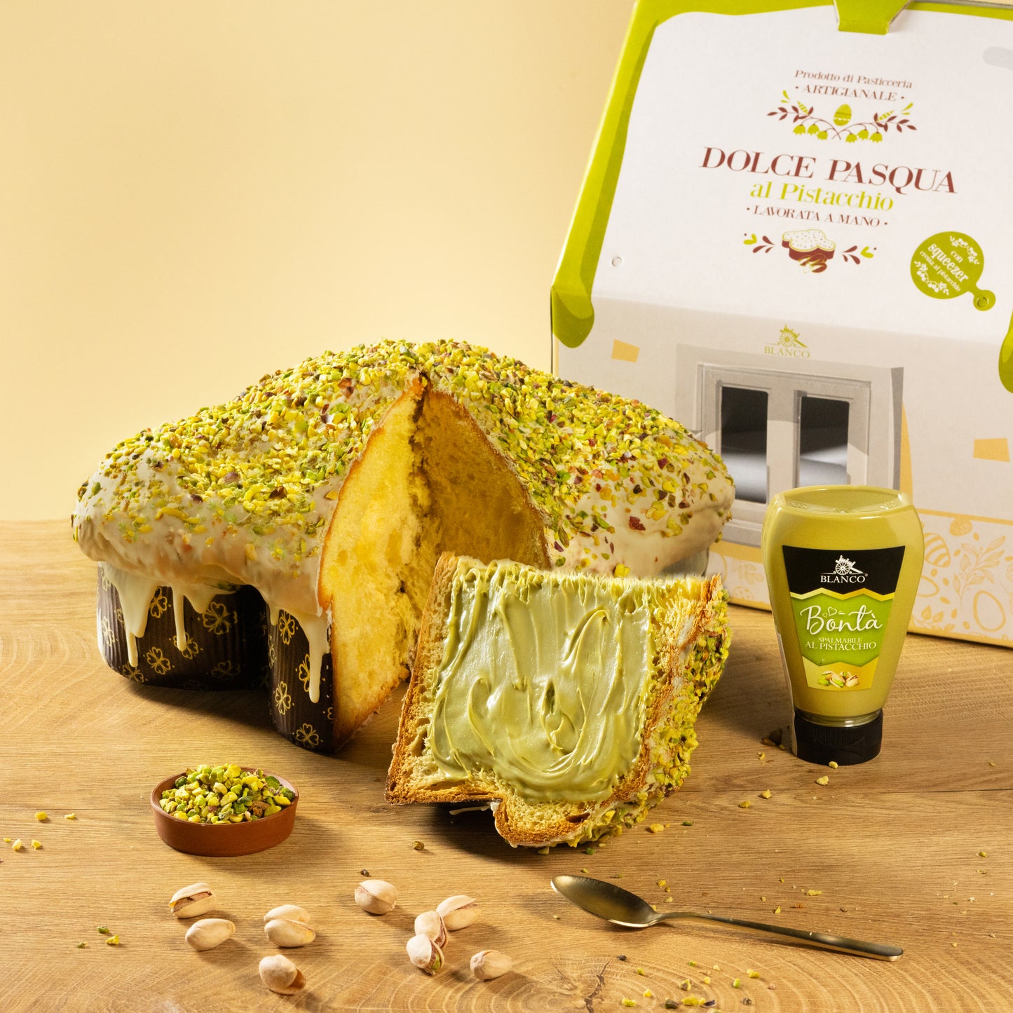 Blanco Ostern Colomba al Pistacchio 1kg inkl. Crema al Pistacchio 190g
