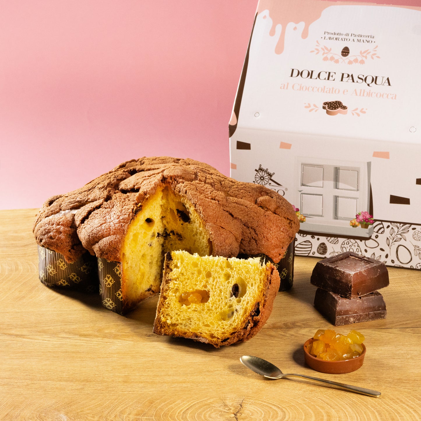 Blanco Ostern Colomba mit Schokolade und Aprikose